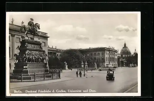 AK Berlin, Denkmal Friedrichs des Grossen, Universität und Dom