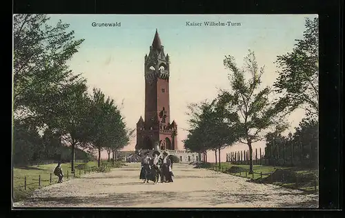 AK Berlin-Grunewald, Kaiser Wilhelm-Turm mit Besucherinnen