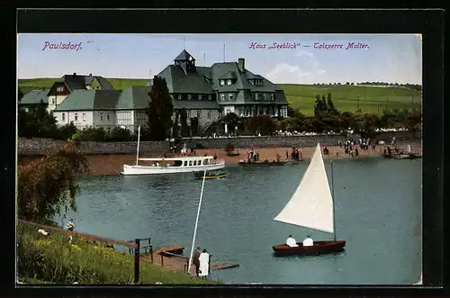 AK Paulsdorf, Hotel Haus Seeblick mit Talsperre Malter