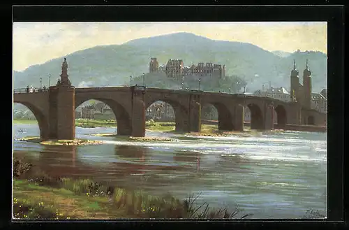 Künstler-AK Heinrich Hoffmann: Heidelberg, Die alte Neckarbrücke