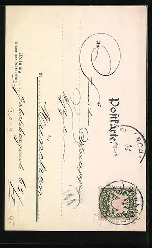 AK Trachtenpaar mit Gitarre in einer Stube