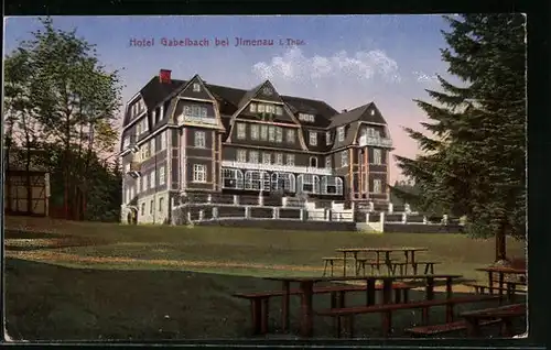 AK Ilmenau /Th., Hotel Gabelbach, Rückansicht