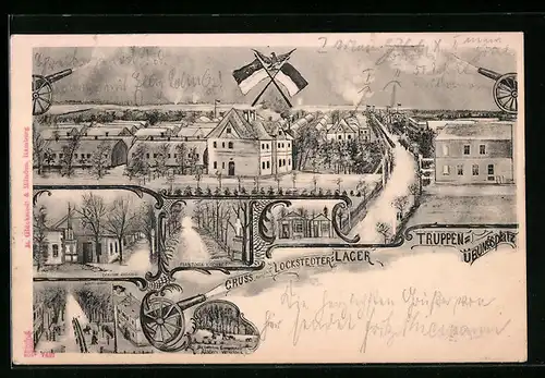 AK Lockstedter-Lager, Truppenübungsplatz mit Franzosen-Kirchhof und Offiziers-Kasino