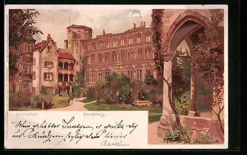 Lithographie Heidelberg, Der Schlosshof