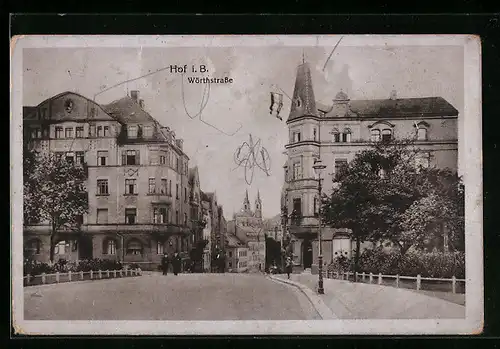 AK Hof i. B., Partie in der Wörthstrasse