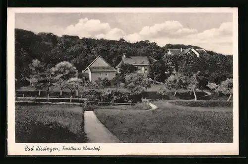 AK Bad Kissingen, Gasthof Forsthaus Klaushof A. Dörig mit Weg und Umgebung