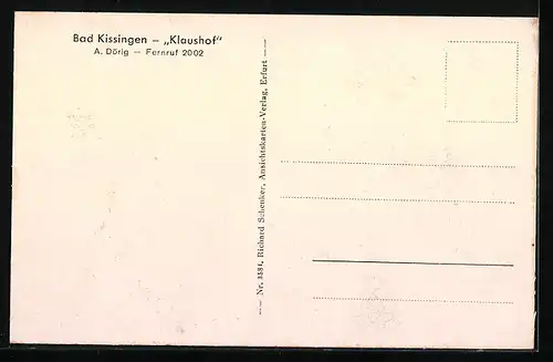 AK Bad Kissingen, Gasthof Forsthaus Klaushof A. Dörig mit Weg und Umgebung