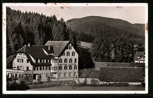 AK Obertal bei Freudenstadt /Schwarzw., Hotel-Pension Adler aus der Vogelschau