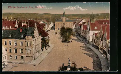 AK Pfaffenhofen a. Ilm, Stadtplatz aus der Vogelschau