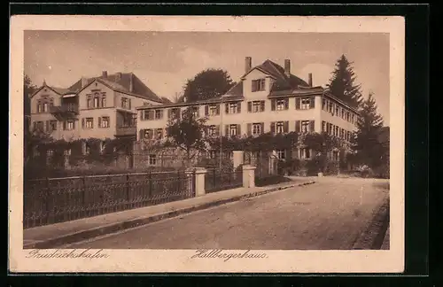 AK Friedrichshafen, Strassenpartie mit Hallbergerhaus