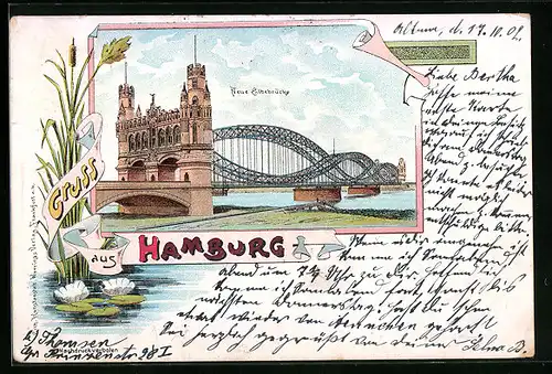 Lithographie Hamburg, Neue Elbebrücke