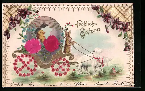 AK Osterhase fährt die Osterei-Kutsche