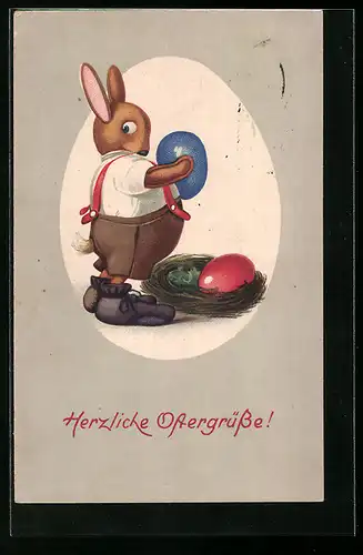 AK Osterhase mit Ostereiern