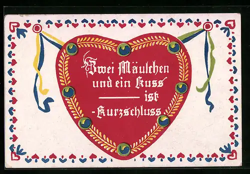 AK Herz Zwei Mäulchen und ein Kuss...