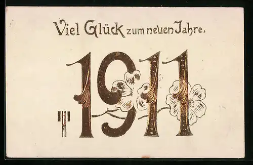 AK Jahreszahl 1911 mit Blüten