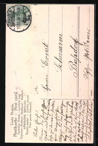 AK Junge mit Strohhut schiebt Karre voller Vergissmeinnicht