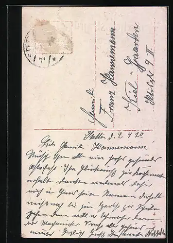 AK Osterküken mit Eierschale