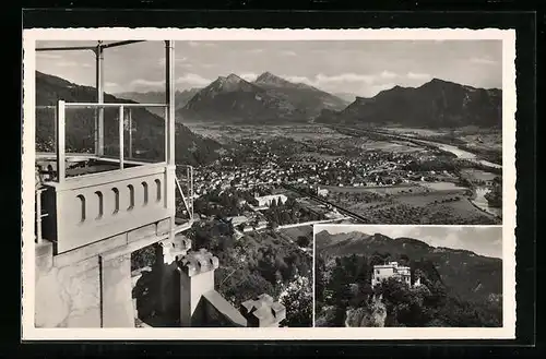 AK Bad Ragaz, Hotel Wartenstein, Blick auf Churfirsten-Gonzen-Alvier und Fläscherberg