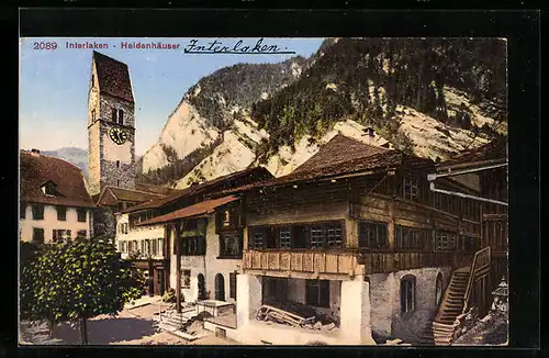 AK Interlaken, Kirche und Heidenhäuser