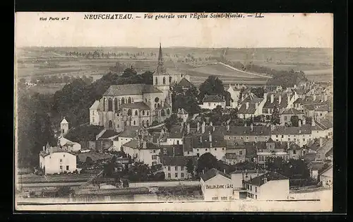 AK Neufchateau, Vue generale vers l`Eglise Saint-Nicolas