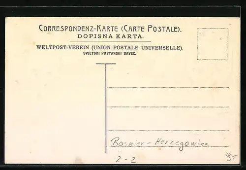 Präge-AK Briefmarken und Wappen von Bosnien-Herzegowina