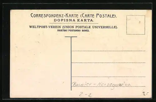 Präge-AK Briefmarken und Wappen Bosnien-Herzegowina