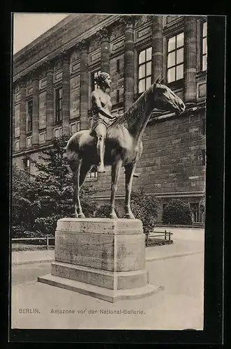 AK Berlin, Amazonen-Statue vor der Nationalgalerie