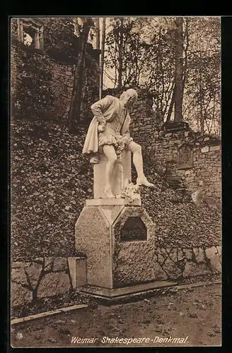 AK Weimar, Shakespeare-Denkmal mit Mauer