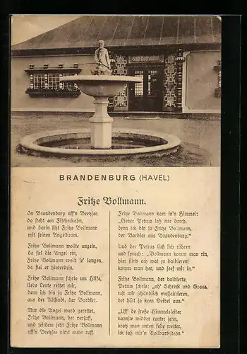 AK Brandenburg /Havel, Bollmann-Brunnen, Gedicht Fritze Bollmann