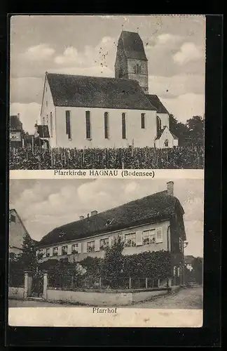 AK Hagnau /Bodensee, Pfarrkirche und Pfarrhof