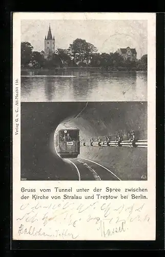 AK Stralau, Ortsansicht, Tunnel unter Spree zw. Stralau u. Treptow b. Berlin