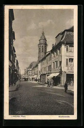 AK Landau /Pfalz, Marktstrasse mit Passanten