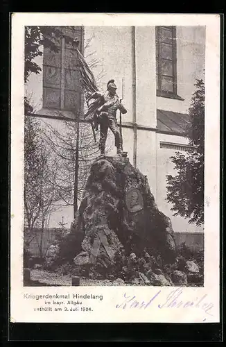 AK Hindelang /Bayr. Allgäu, Blick auf Kriegerdenkmal