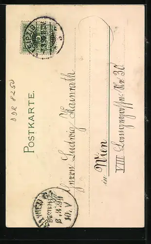 Lithographie Meissen, Ortsansicht mit Kirche