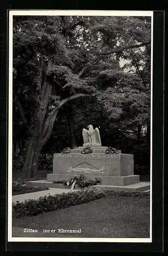 AK Zittau, Ansicht vom 102er Ehrenmal