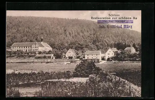 AK Gemünden, Kloster Schönau, Restauration zur schönen Au, Bes. Karl Gösswald