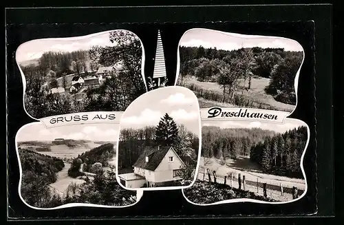 AK Wildbergerhütte-Dreschhausen, Pension Reichwein, Waldpartie, Ortspartie