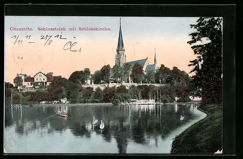 AK Chemnitz, Schlossteich mit Schlosskirche