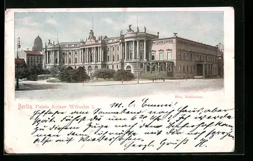 AK Berlin, Palais Kaiser Wilhelm I., Historisches Eckfenster
