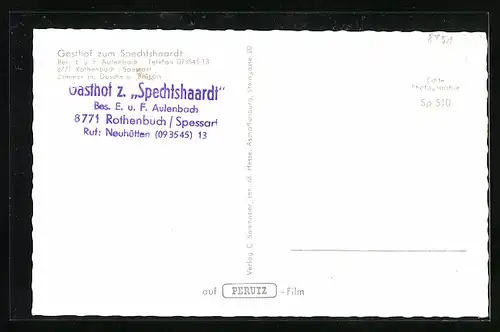 AK Rothenbuch /Spessart, Gasthof zum Spechtshaardt von E. u. F. Aulenbach