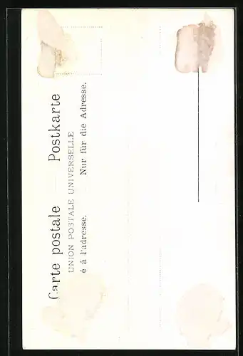 Künstler-AK Basel, Strassenpartie mit Uhrturm