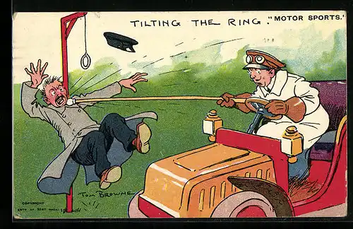 Künstler-AK Tom Browne: Tilting the Ring, Motor Sports