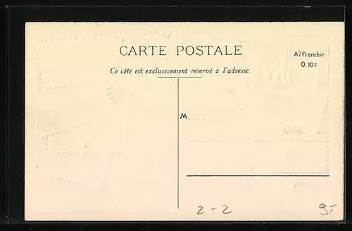Präge-AK Frankreich, Briefmarken und Wappen mit Fahnen
