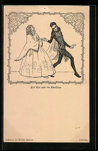 Künstler-AK Der Tod und die Edelfrau