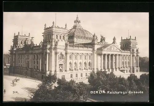 AK Berlin-Tiergarten, Blick auf Reichstagsgebäude