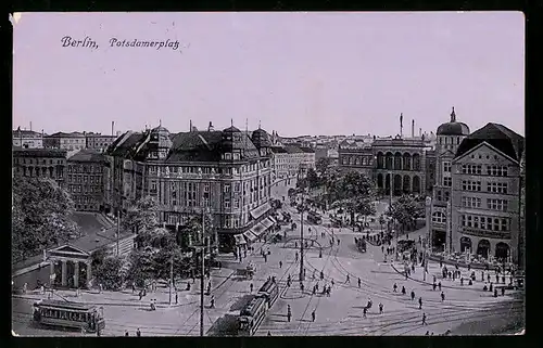 AK Berlin-Tiergarten, Partie am Potsdamer Platz, Strassenbahn