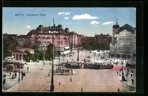 AK Berlin-Tiergarten, Partie am Potsdamer Platz, Strassenbahn