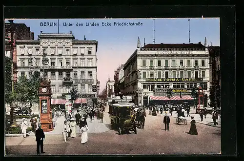 AK Berlin, Unter den Linden Ecke Friedrichstrasse