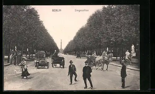 AK Berlin, Siegesallee mit Siegessäule