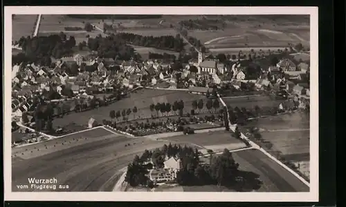AK Wurzach, Ortsansicht vom Flugzeug aus